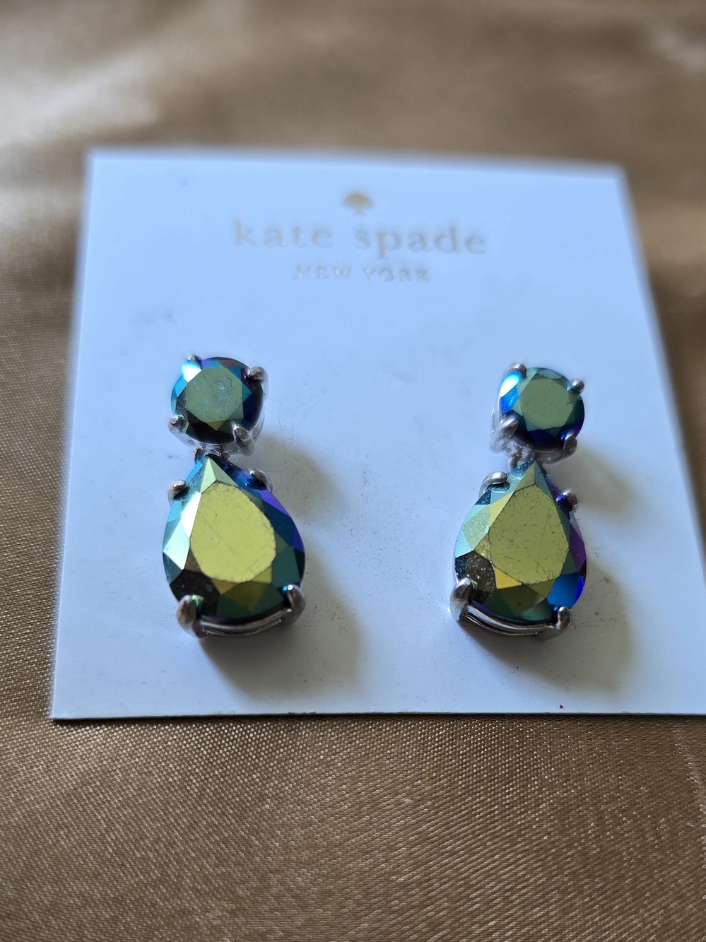 Kate Spade Iridescent Teardrop Stud Earrings - Green/Blue